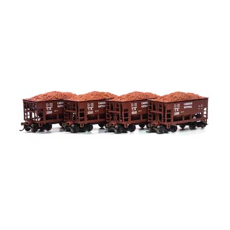 Roundhouse HO 24' Ribbed Ore Car w/Load, CN #3 (4) - RND87150