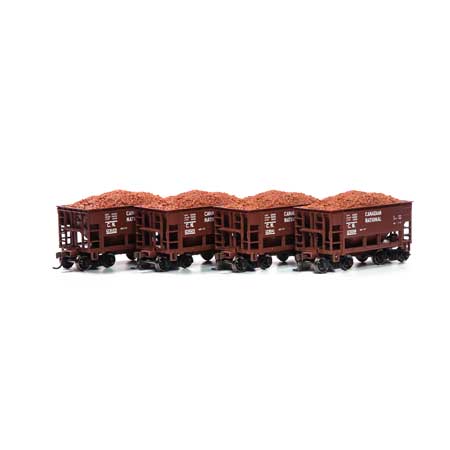 Roundhouse HO 24' Ribbed Ore Car w/Load, CN #4 (4) - RND87151