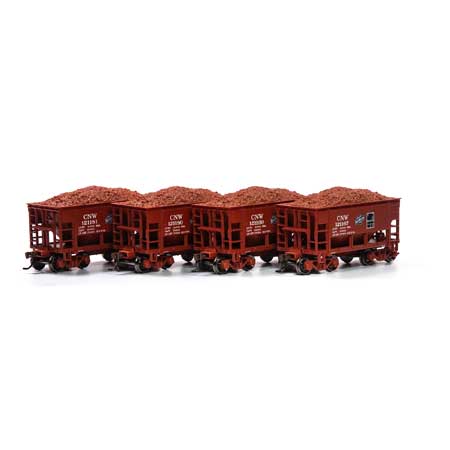Roundhouse HO 24' Ribbed Ore Car w/Load, C&NW #4 (4) - RND87165