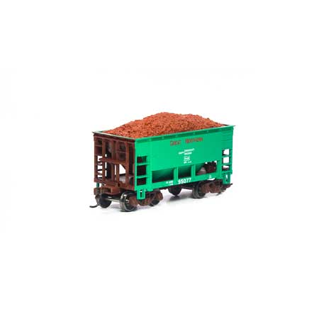 Roundhouse HO 24' Ribbed Ore Car w/Load, GN/Green #95077 - RND87170