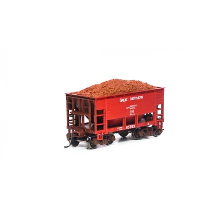 Roundhouse HO 24' Ribbed Ore Car w/Load, GN/Red #93793 - RND87205