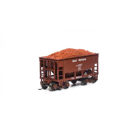 Roundhouse HO 24' Ribbed Ore Car w/Load,GN/Mineral Red #95014 - RND87207