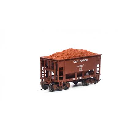 Roundhouse HO 24' Ribbed Ore Car w/Load,GN/Mineral Red #95016 - RND87208