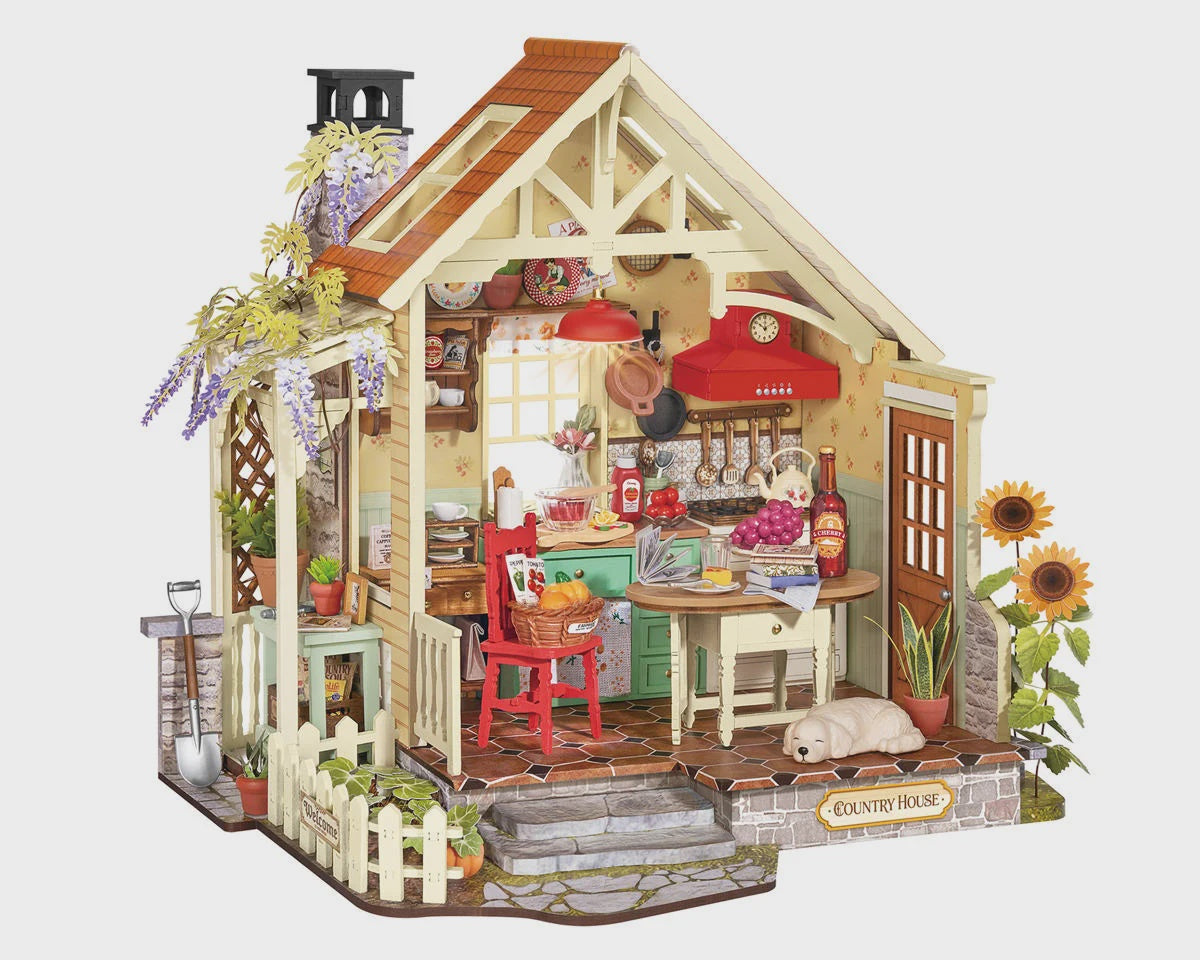 Robotime Rolife Sunlit Farmhouse Kitchen DIY Miniature 3D Wooden Model Kit