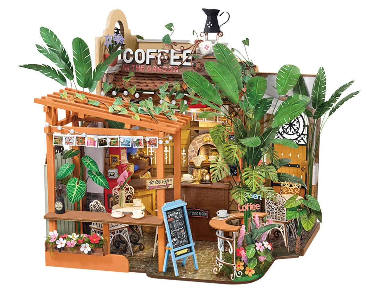 Robotime Rolife Leafree Café DIY Miniature 3D Wooden Model Kit