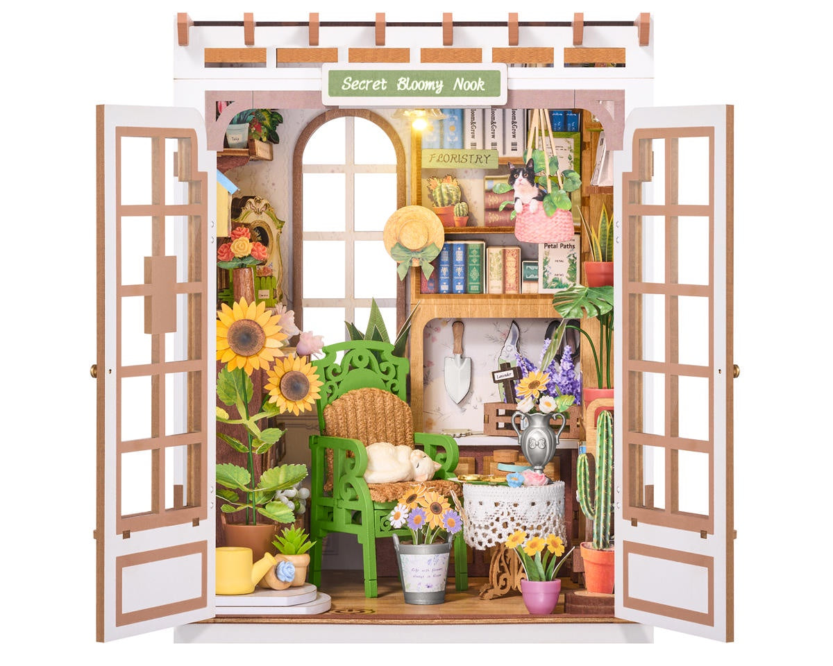 Robotime Rolife Book Nook & Wonderland Secret Bloomy Nook DIY Miniature 3D Wooden Model Kit