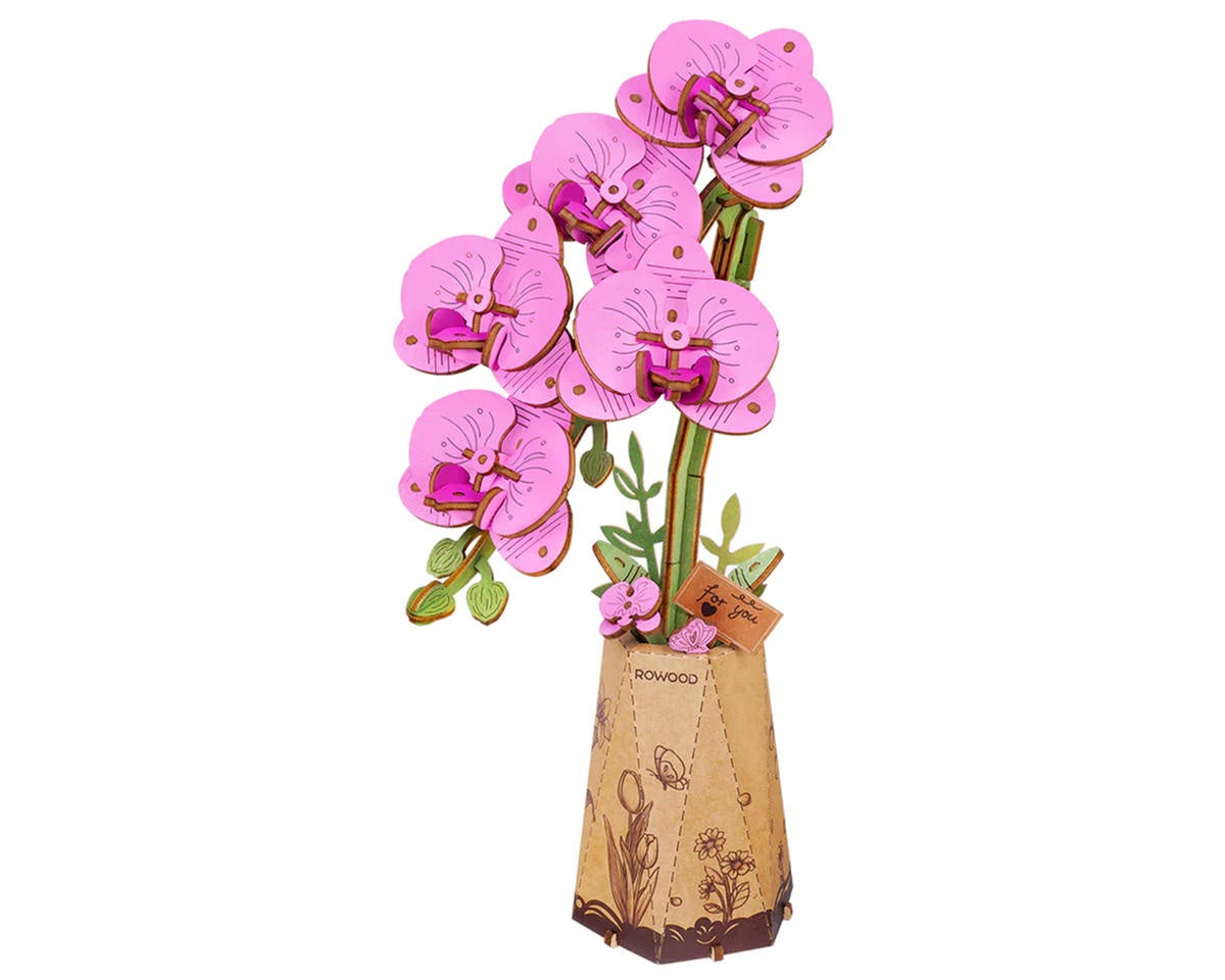 Robotime Rowood Wooden Bloom Craft Purple Moth Orchid DIY Flower 3D Wooden Model Kit