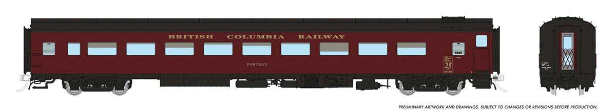 Rapido Trains HO CC&F Lightweight Coach - Ready to Run - Super Continental Line(TM) -- BC Rail #156230 "Porteau" (maroon, black)