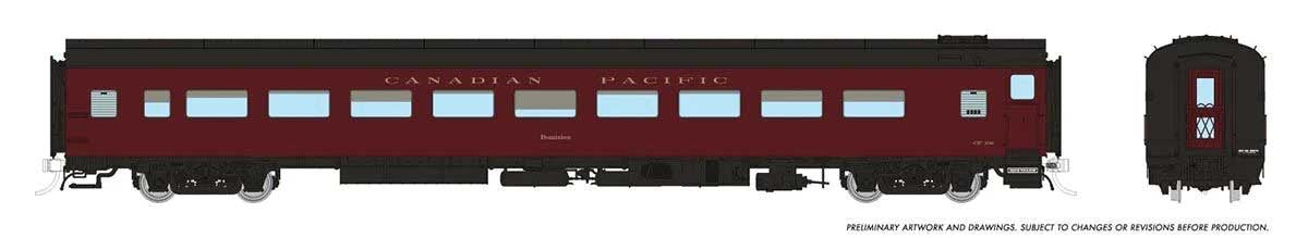 Rapido Trains HO CC&F Lightweight Coach - Ready to Run - Super Continental Line(TM) -- Canadian Pacific #101 "Dominion" (maroon, black)
