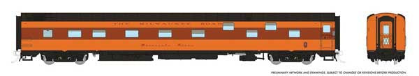 Rapido Trains HO Duplex Sleeper - Ready to Run - Super Continental Line(TM) -- Milwaukee Road "Zumbro River" (orange, maroon)