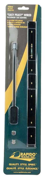 Rapido Trains Track-Powered Passenger Car Lighting Kit -- 10-9/32 x 3/4" 26.1 x 1.7cm - RPI102033