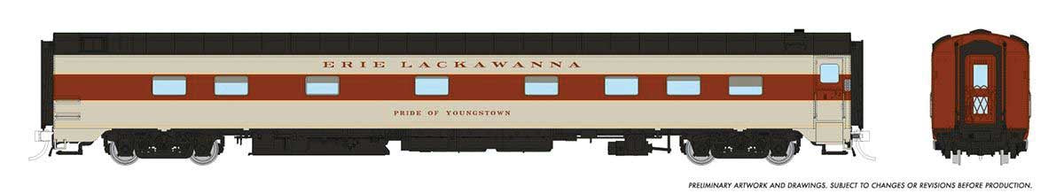 Rapido HO 10-5 Sleeper - Ready to Run - Super Continental Line(TM) -- Erie Lackawanna "Pride of Youngstown" (gray, maroon, black, yellow)