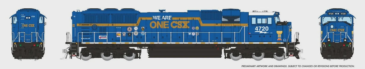 Rapido HO EMD SD70AC w/Flared Radiators - Sound and DCC -- CSX #4720 (We Are One Scheme, blue, yellow)