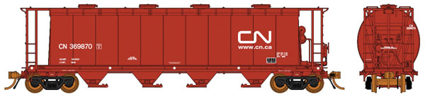 Rapido Trains HO 3800 Cu. Ft. Cylindrical Covered Hopper - Ready to Run -- Canadian National (Mineral Brown, white, Website Noodle Logo)