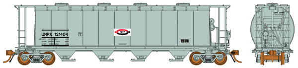 Rapido Trains HO 3800 Cu. Ft. Cylindrical Covered Hopper - Ready to Run -- Procor UNPX (As-Delivered, gray, red, white, black Flying P Logo)