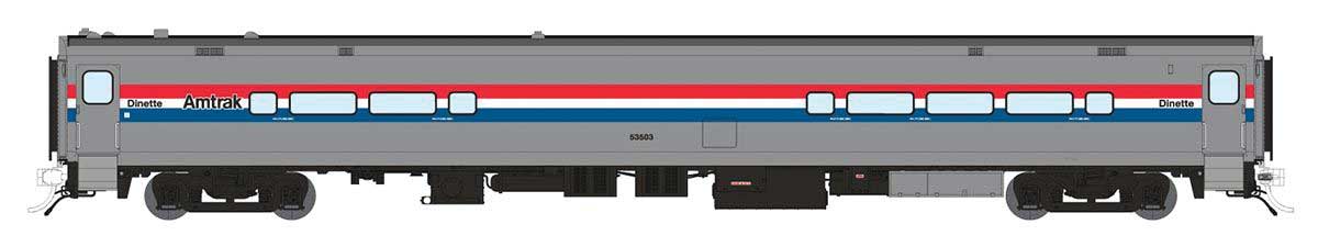 Rapido Trains Horizon Fleet Dinette - Ready to Run -- Amtrak #53503 (Phase 3 Wide, silver, red, white, blue)