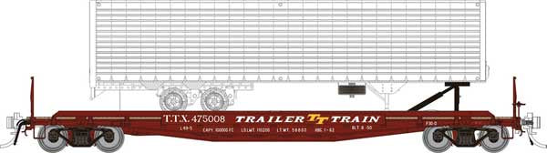 Rapido HO Class F30D 50' TOFC Flatcar w/Random Trailer - Ready to Run -- Trailer-Train TTX (Early Boxcar Red)