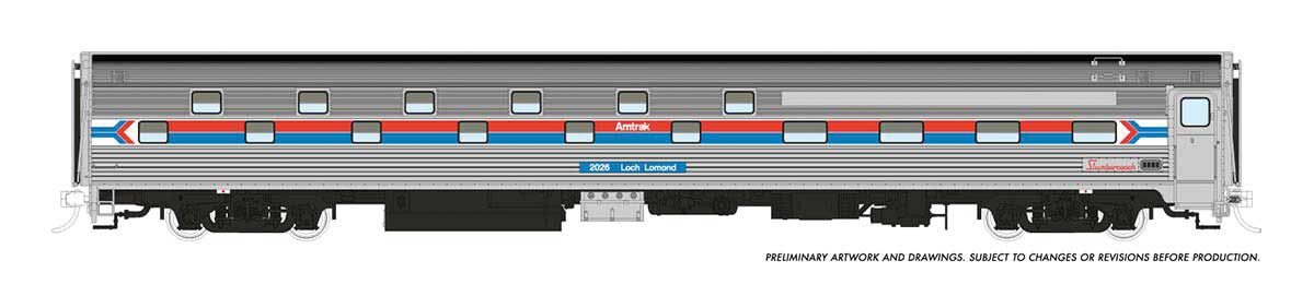 Rapido HO Budd Slumbercoach Amtrak 2026 Loch Lomond (Phase I, stainless, red, blue, white, Arrow Logo)