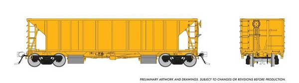 Rapido Trains HO NSC Ballast Hopper - Ready to Run -- Painted, Unlettered (yellow)