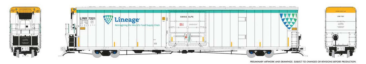 Rapido HO Greenbrier 72' IL 7780 Mechanical Reefer - With Sound - Ready to Run -- Lineage #7221 Swiss Alps (white, green, blue)