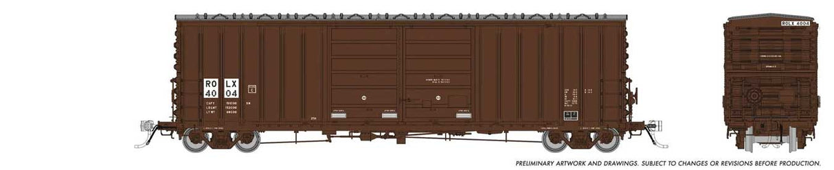 Rapido Trains HO Pacific Car & Foundry B-70-69 Boxcar - Ready to Run -- Railroad of Lies ROLX #4007 (Boxcar Red, white)