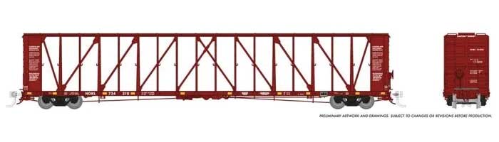 Rapido Trains HO NSC 73' Centerbeam Flatcar - Ready to Run -- Northwestern Oklahoma NOKL (Boxcar Red)