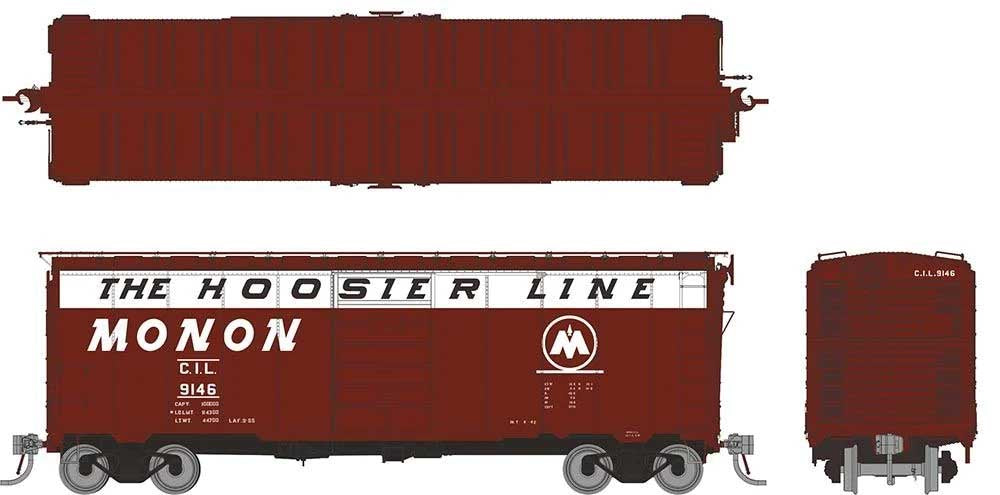 Rapido Trains HO 1937 AAR 40' Boxcar w/Round Corner - Ready to Run -- Monon CIL (Boxcar Red, white, Hoosier Line Slogan) (Random Road #)