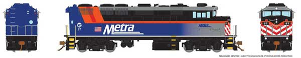 Rapido Trains GMD F59PH - LokSound and DCC -- Metra 99 (2017, blue, black, orange, red) - RPI19512