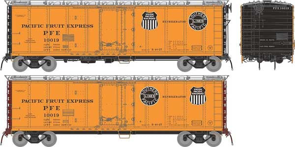 Rapido Trains HO Class R-40-27 Steel Reefer - Ready to Run -- Pacific Fruit Express (Random Car from Set #2) (1957 Scheme, orange, black, silver)