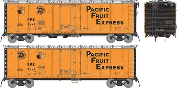 Rapido Trains HO Class R-40-27 Steel Reefer - Ready to Run -- Pacific Fruit Express (Random Car from Set #1) (1961 Scheme, orange, black, silver, Large Lettering)