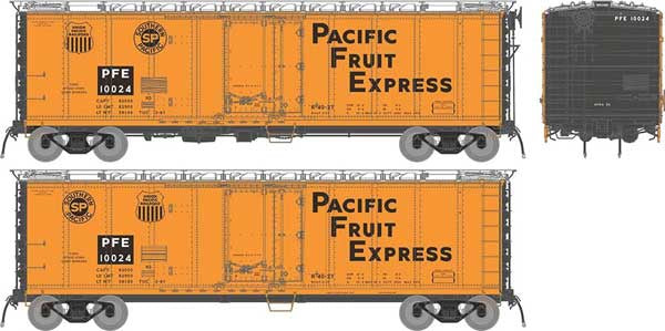 Rapido Trains HO Class R-40-27 Steel Reefer - Ready to Run -- Pacific Fruit Express (Random Car from Set #2) (1966 Scheme, orange, black, silver, Large Lettering)