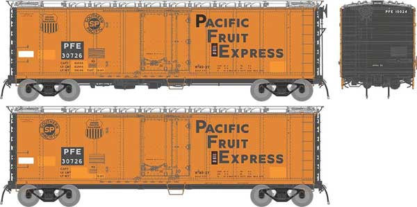 Rapido Trains HO Class R-40-27 Steel Reefer - Ready to Run -- Pacific Fruit Express (Random Car from Set #1) (1970s Scheme, orange, black, silver, Large Lettering)