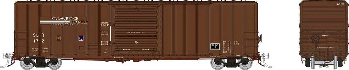Rapido Trains HO Pacific Car & Foundry 5317 Cubic Foot 50' Boxcar - Ready to Run -- St. Lawrence & Atlantic SLR (Boxcar Red, white)
