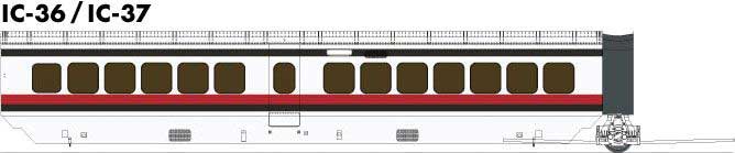 Rapido Trains HO UAC TurboTrain Add-On Coach (2022 Ver.) - Ready to Run -- Amtrak (Early Scheme, white, red, blue)
