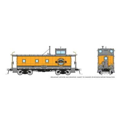 Rapido Trains HO D&RGW End-Cupola Steel Caboose Postwar Modifications - Ready to Run -- Denver & Rio Grande Western #01459 (Single Stripe, Aspen Gold, silver, black