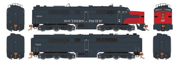 Rapido Trains Alco PA2 - PB2 Set - ESU LokSound and DCC -- Southern Pacific #6045, 5924 (gray, red) - RPI23538