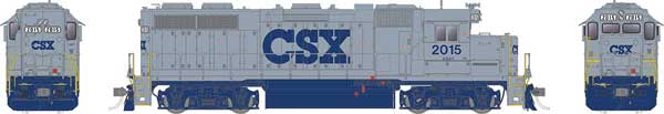 Rapido HO EMD GP38 Low Nose - Sound and DCC -- CSX #2015 (solid gray, blue lettering)