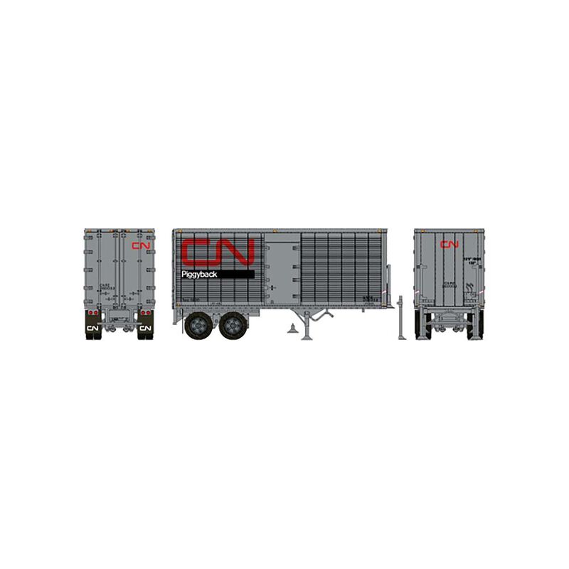26' Can-Car Dry Van Trailer with Side Door - Assembled -- CN Piggyback #260132 (silver, red, black, white, Noodle Logo)