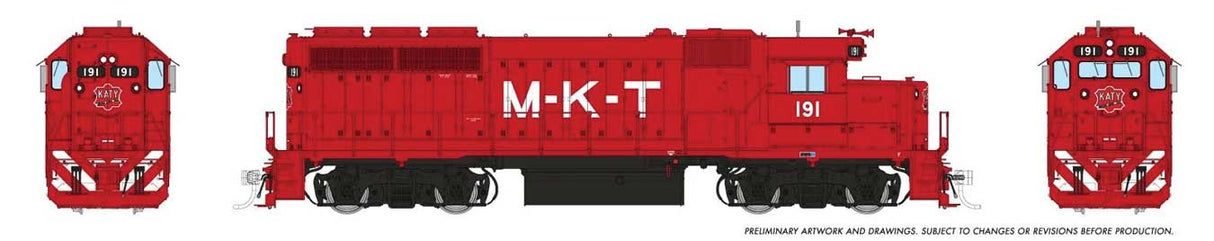Rapido Trains HO EMD GP40 - ESU LokSound and DCC -- Missouri-Kansas-Texas #191 (red, white)