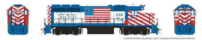 Rapido Trains HO EMD GP40 - ESU LokSound and DCC -- Missouri-Kansas-Texas #200 (Bicentennial Scheme, red, white, blue)