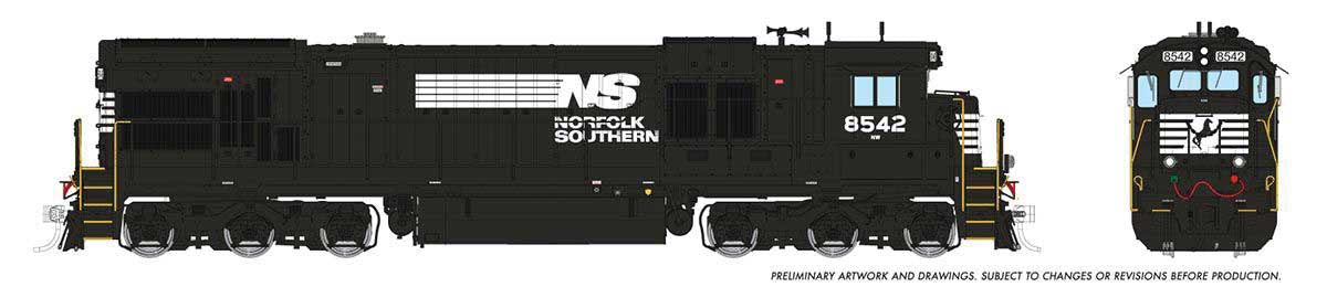 Rapido HO GE C36-7 - Sound and DCC -- Norfolk Southern #8539 (Claytor Scheme, black, white)