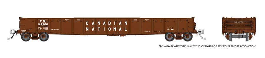 Rapido Trains 52' 6" Canadian Mill Gondola - Ready to Run -- Canadian National (Boxcar Red, 12" Lettering) - RPI50049A