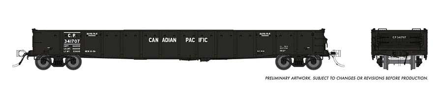 Rapido Trains 52' 6" Canadian Mill Gondola - Ready to Run -- Canadian Pacific (As-Delivered, black) - RPI50051A