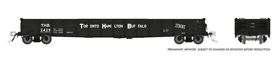 Rapido Trains 52' 6" Canadian Mill Gondola - Ready to Run -- Toronto, Hamilton & Buffalo (As-Delivered, black) - RPI50056A