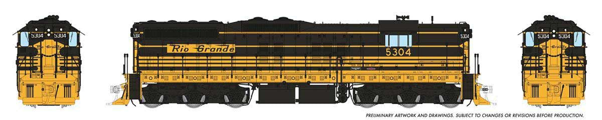 Rapido Trains HO EMD SD7 High Nose - ESU LokSound and DCC -- Denver & Rio Grande Western #5304 (Bumblebee, black, yellow)