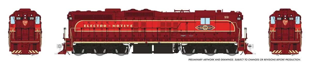 Rapido Trains HO EMD SD7 High Nose - ESU LokSound and DCC -- EMD #991 (Demonstrator, red, maroon)