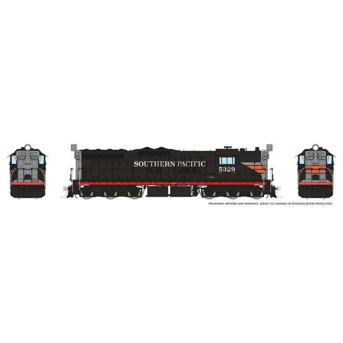 Rapido Trains HO EMD SD7 High Nose - ESU LokSound and DCC -- Southern Pacific #5329 (Black Widow, black, silver, orange, red)