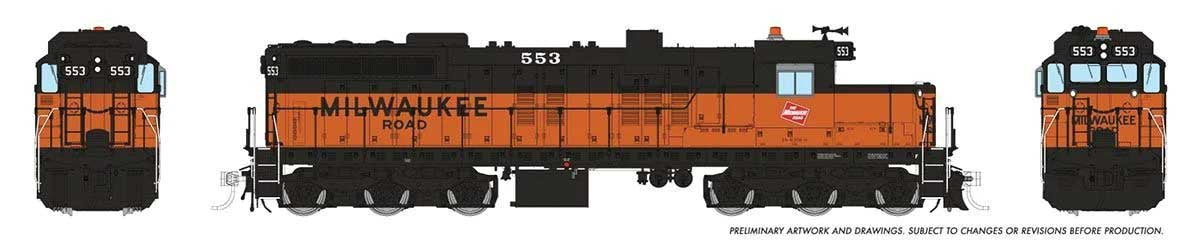 Rapido Trains HO EMD SD10 Low Nose - ESU LokSound and DCC -- Milwaukee Road #553 (orange, black, Billboard Lettering)