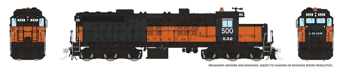 Rapido Trains HO EMD SD10 Low Nose - ESU LokSound and DCC -- Soo Line #532 (Patched Ex-MILW, orange, black)