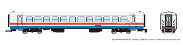 Rapido N ROHR RTL Turboliner Coach - Ready to Run -- Amtrak #184 (Phase III Early, white, blue, red)